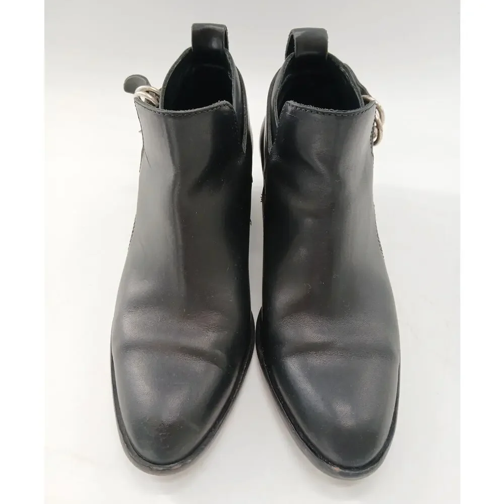 Rag & Bone Leather Sullivan Ankle Moto Boots Pointed Toe Womens EU37 US6 Black